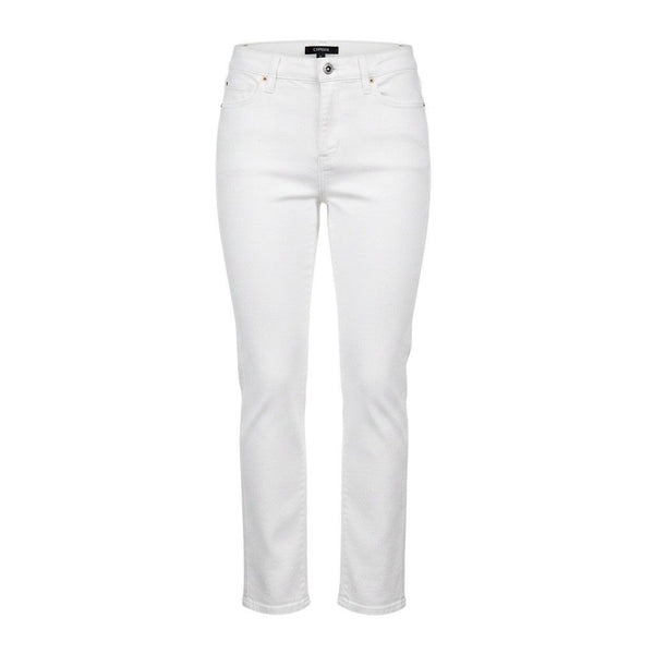 Lands End Womens White Stretch Cotton Blend Straight-Leg Jeans Size 14