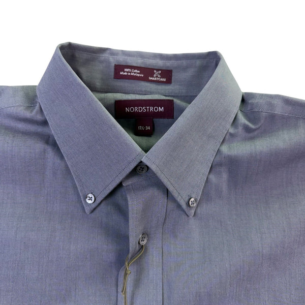 Nordstrom Mens Blue Cotton Button-Down Dress Shirt Size 17 1/2 34