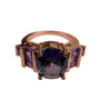 Modern Womens Rose Gold Tone Ring Rainbow Cubic Zirconia Purple Gemstones