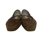 Jimmy Choo Women’s Brown Suede Laser-Cut Flats Slip-On Flat Shoes Size 41.5