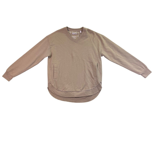 Royce Mens Beige Cotton-Blend V-Neck Sweatshirt With Pockets Size L