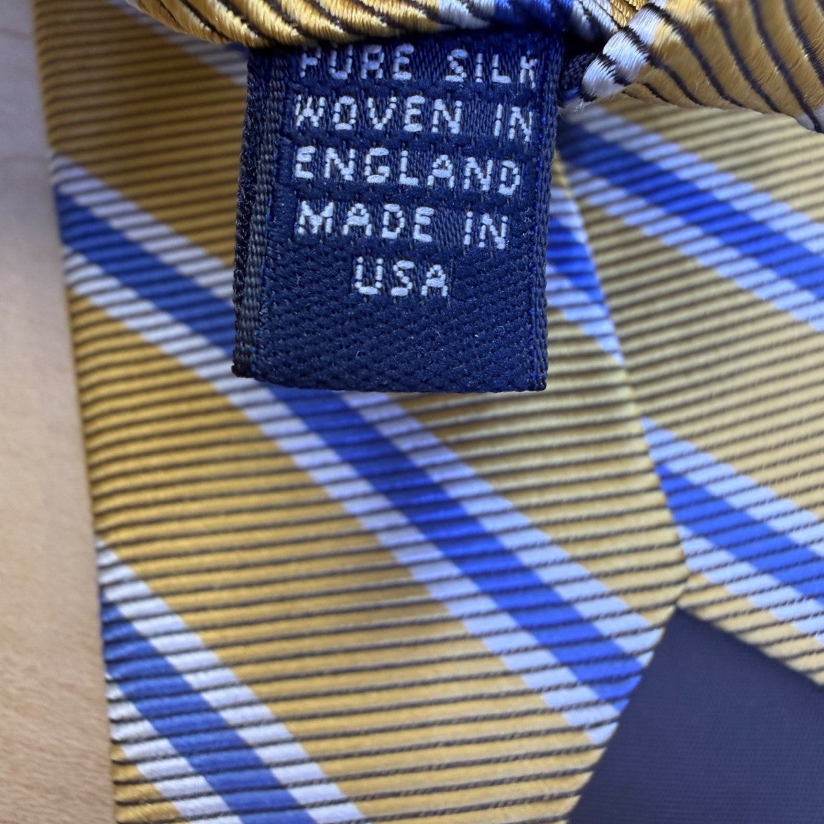 Brooks Brothers Mens Yellow & Blue Striped Pure Silk Necktie