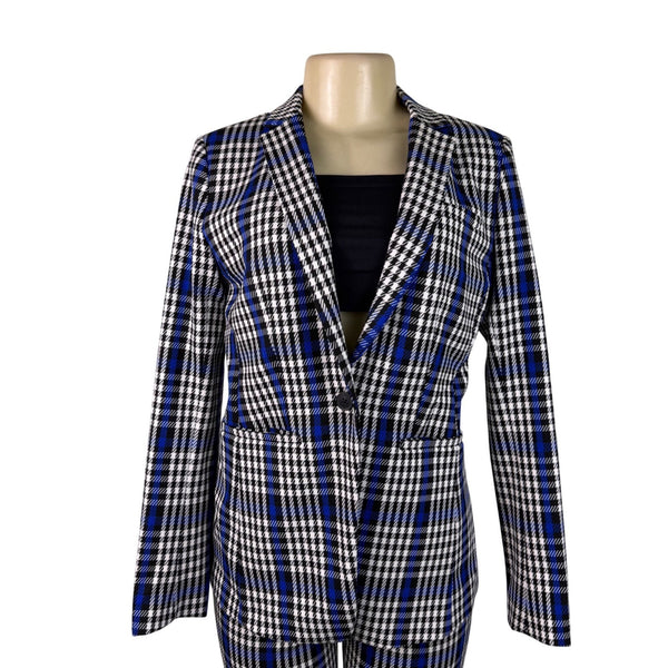 Banana Republic Womens Blue Black Plaid Pants Suit - Blazer & Slim Fit Sz 4 & 6