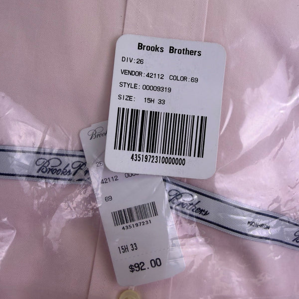 Brooks Brothers Mens Pink Non-Iron 100% Cotton Dress Shirt Sz 15 1/2-33