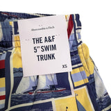 Abercrombie & Fitch Mens Multicolor Swim Trunk Nautical Print Mesh Lining  Sz XS