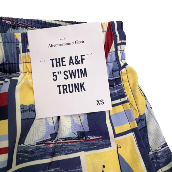Abercrombie & Fitch Mens Multicolor Swim Trunk Nautical Print Mesh Lining  Sz XS
