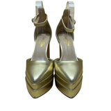 Chase + Chloe LA Women’s Gold Ankle Strap Ayla Platform Heels Size 7
