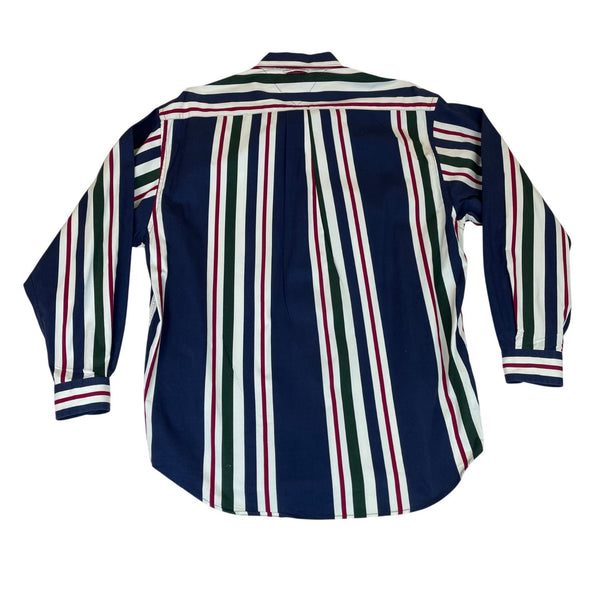 Tommy Hilfiger Mens Navy Multi-Color Striped Long Sleeve Shirt Size L