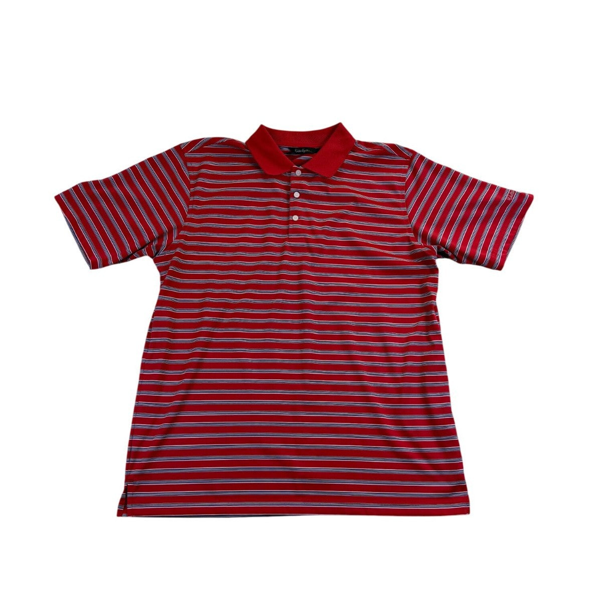 Walter Hagen Mens Red Striped Polo Shirt Lightweight Golf Performance Size L