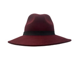 Doris Streich Womens Burgundy Wool Fedora Hat Wide Brim Black Band Stylish OS