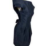 Vintage Victor Costa Black Cocktail Dress With Bow Back & Pleated Skirt Sz 6