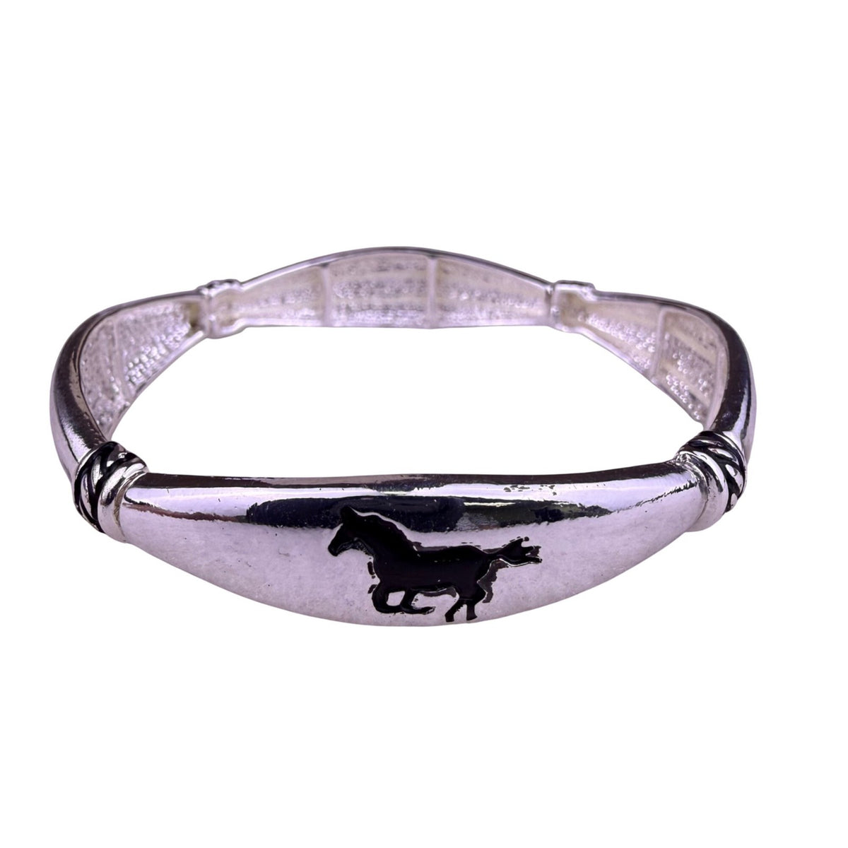 Fashion Leader Womens Silver Tone Equestrian Horse Bangle Bracelet 