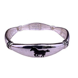 Fashion Leader Womens Silver Tone Equestrian Horse Bangle Bracelet 