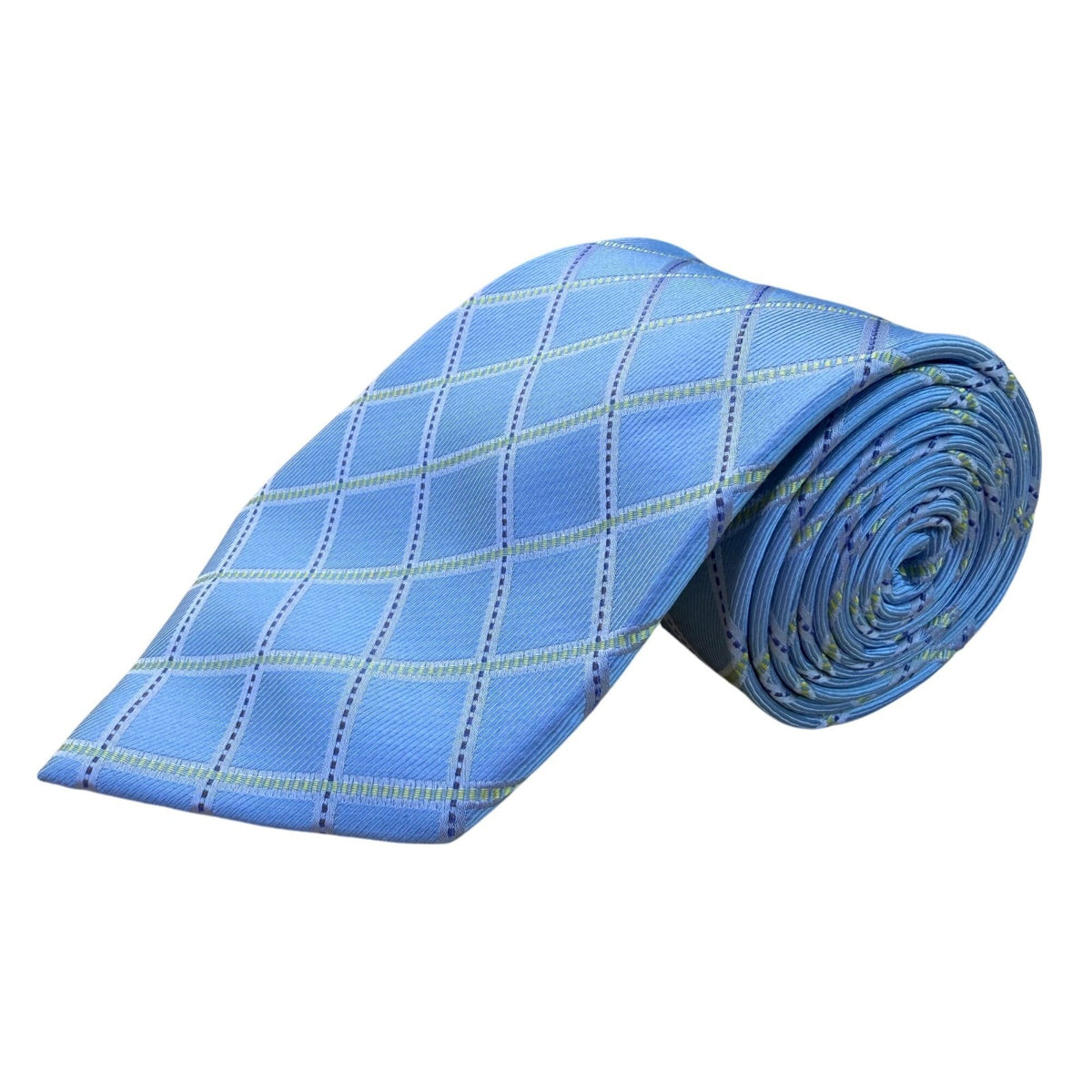 Abarbanelli Mens Blue Silk Handmade Plaid Necktie Black Label 100% High-Quality