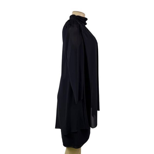 Ursula Womens Black Polyester Beaded Capelet Formal Dress Elegant Design Size 8P