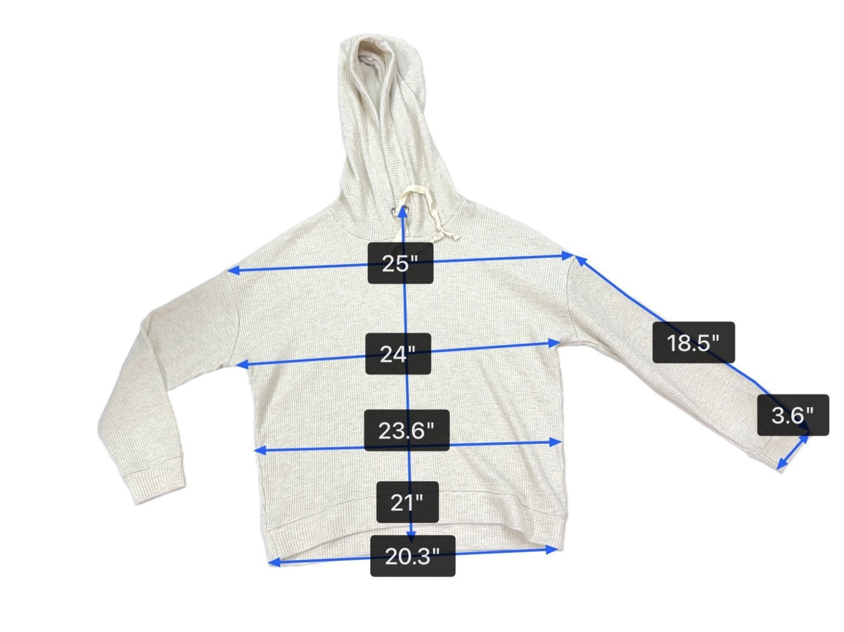Rails Womens Heather Oatmeal Hooded Waffle Knit Pullover Hoodie Sz M