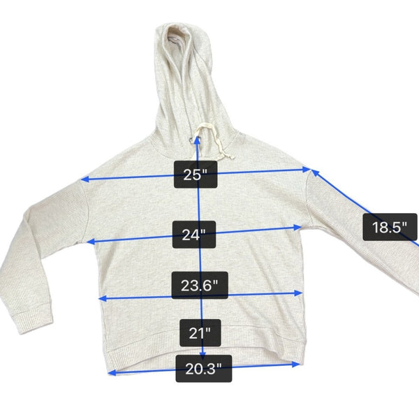 Rails Womens Heather Oatmeal Hooded Waffle Knit Pullover Hoodie Sz M