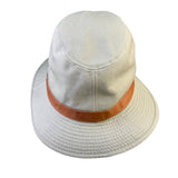 Scala Mens Beige Canvas Bucket Hat W/ Leather Band Sun Protection