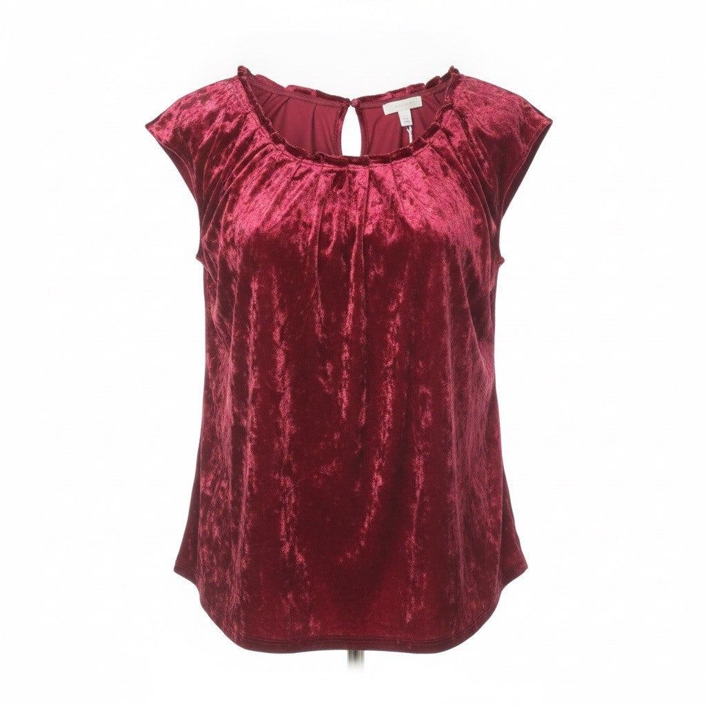 Lauren Conrad Womens Red Velvet Keyhole Back Top Size M