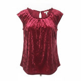 Lauren Conrad Womens Red Velvet Keyhole Back Top Size M