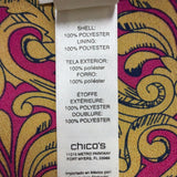 Chicos Womens Pink & Yellow Open Front Kimono With Bold Abstract Pattern Size 2