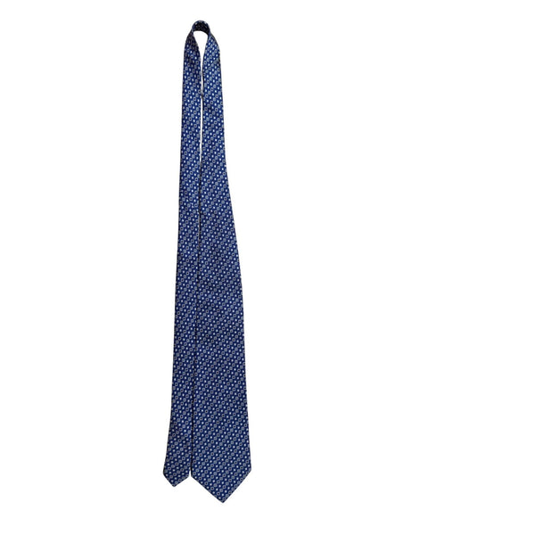 Ermenegildo Zegna Mens Blue 100% Silk Patterned Tie With Logo Diamond Design