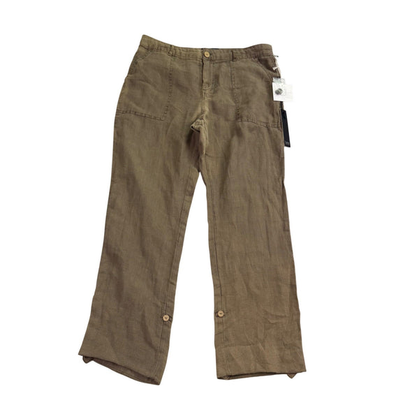 Nicole Miller Womens Khaki Straight-Leg Pants Button Accents Size US 10