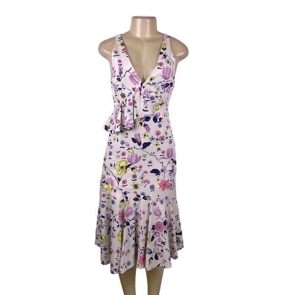 Rebecca Taylor Women’s Multicolo Floral Midi Dress Sleeveless Size 2