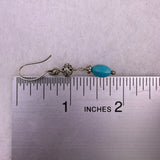 Silver Tone Womens Dangle Earrings Turquoise Beads 925 Sterling Silver Hooks