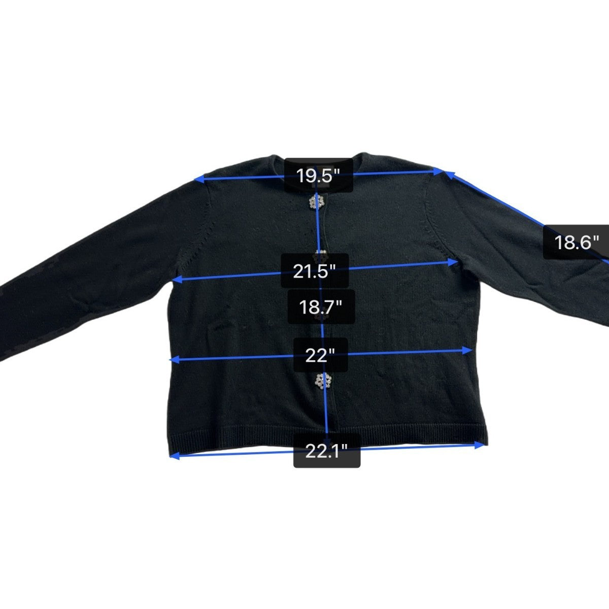 Talbots Women’s Black Merino Wool Cardigan With Embellished Buttons Sz P