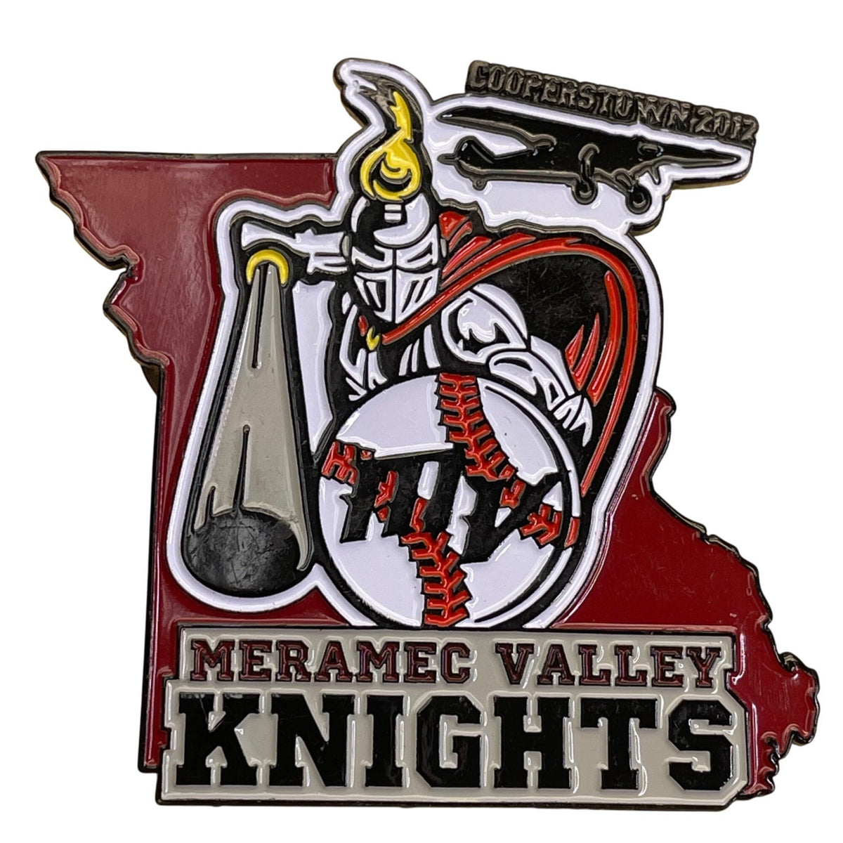 Meramec Valley Knights Baseball Team Pin 2012 Cooperstown NY Red & Silver