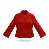 Carlisle Womens Red Textured Blazer Jacket Elegant Long Sleeve Lightweight Sz 6