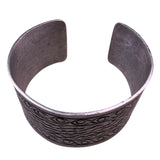Vintage Unisex Silver Tone Motif Metal Cuff Bracelet Geometric & Wavy Design