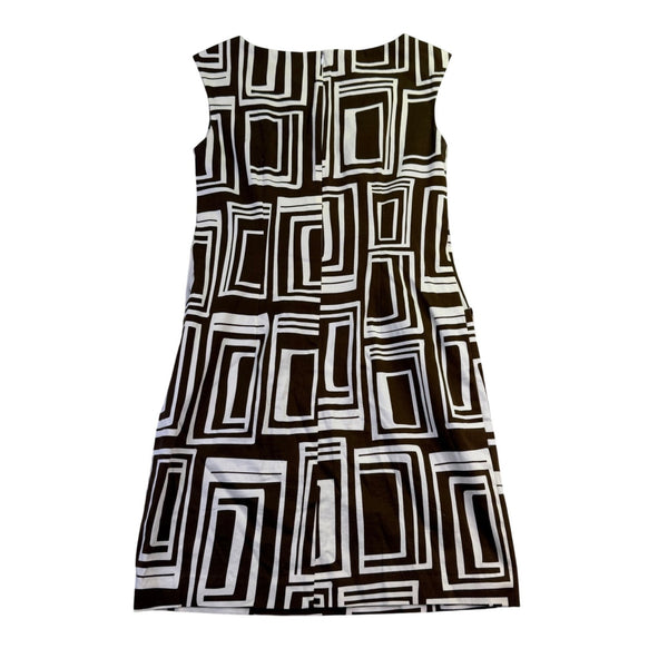 Talbots Womens Brown/White Geometric Print Sheath Dress Size 6