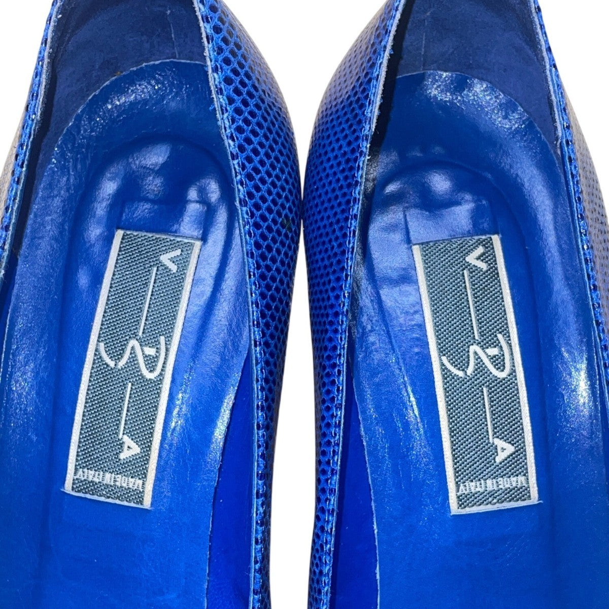 Vida Made In Italy Women’s Navy Leather Snake Print Pointed-Toe Pumps Size 9M