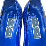 Vida Made In Italy Women’s Navy Leather Snake Print Pointed-Toe Pumps Size 9M