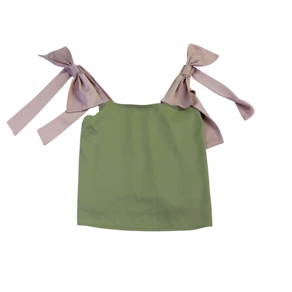 La Lavon Womens Green & Mauve Tank Top With Tie Straps Size M