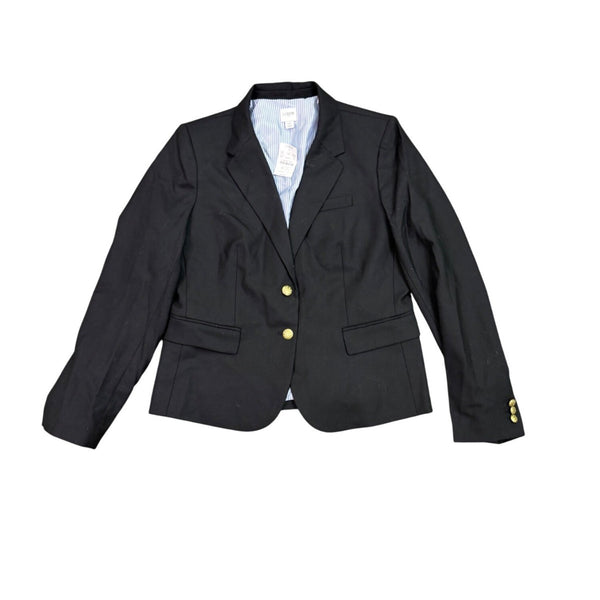 J.Crew Womens Black Blazer Gold Buttoned Lined Jacket Size 12