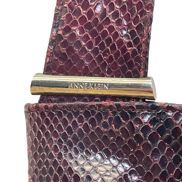 Anne Klein Women’s Burgundy Faux Leather Snakeskin Textured Shoulder Bag Size M