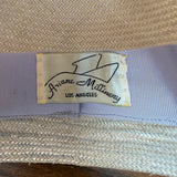 Vintage Ariane Millinery Womens Natural Straw Hat White Wide Brim Floral Accent