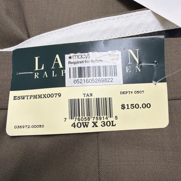 Lauren Ralph Lauren Mens Tan Wool Dress Pants Ultraflex Size 40W X 30L