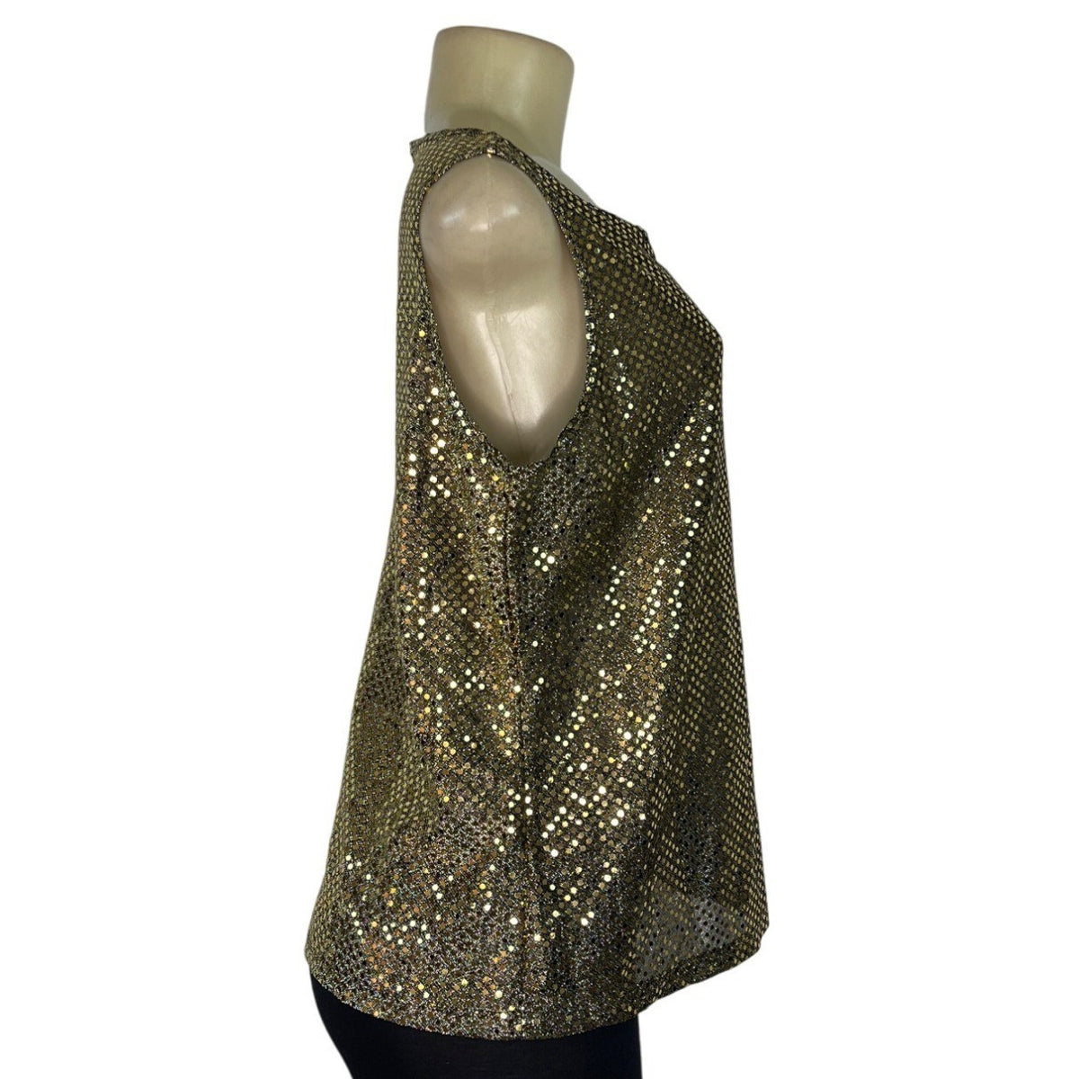 Notations Gold Sequin Sleeveless Top Womens Size M - New