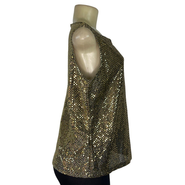 Notations Gold Sequin Sleeveless Top Womens Size M - New