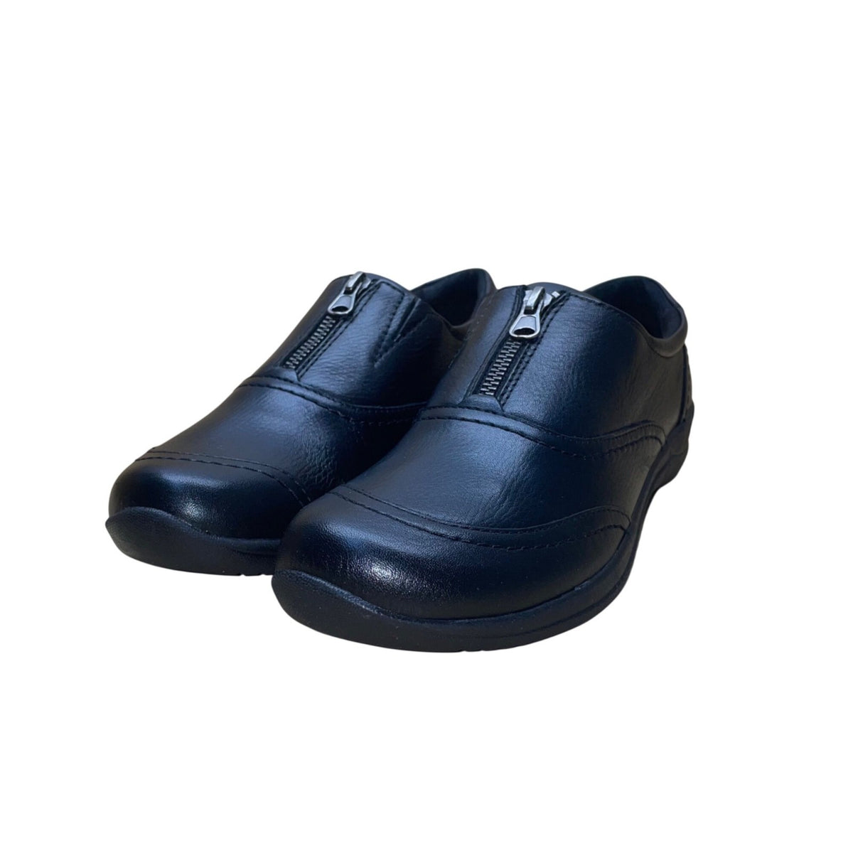 Earth Women’s Black Leather Zip Up Slip-On Fannie Comfort Shoes Size 7.5M