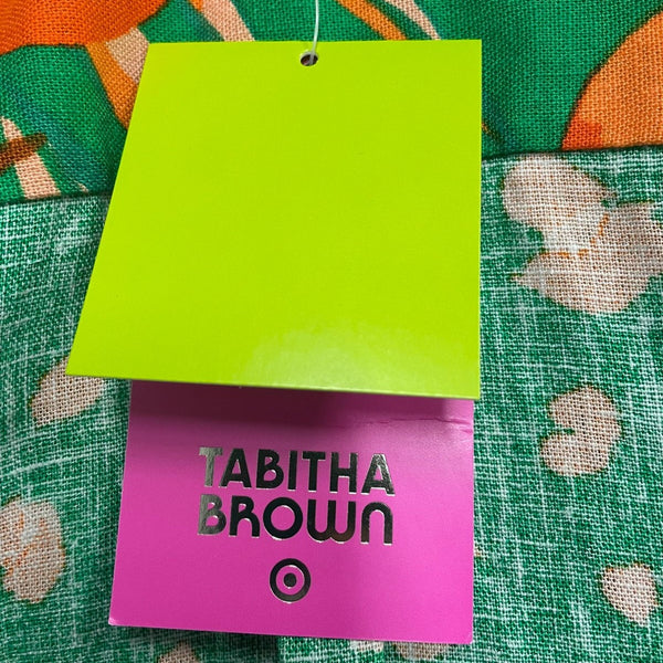 Vintage Green Short-Sleeve Button-Up Blouse With Orange Fruit & Leopard Print Li