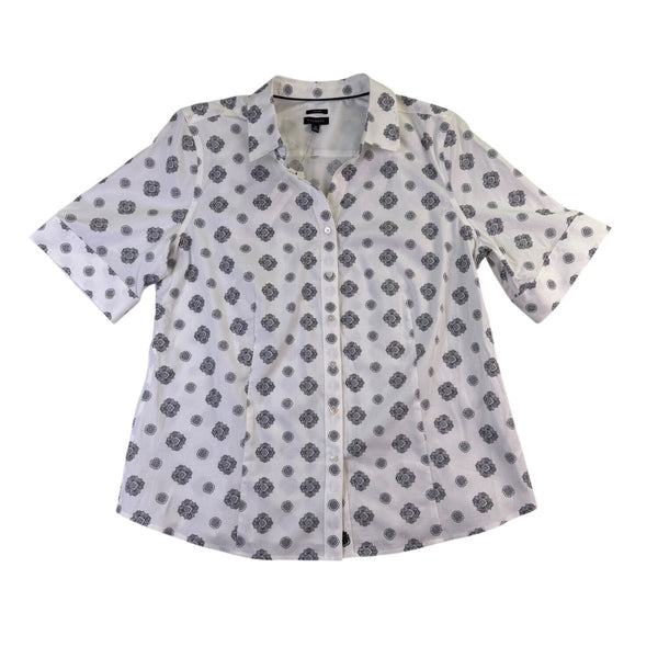 Talbots Womens White Non-Iron Short Sleeve Button-Down Shirt Size 16