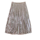 State Womens Silver Metallic Pleated Midi Skirt Size 8