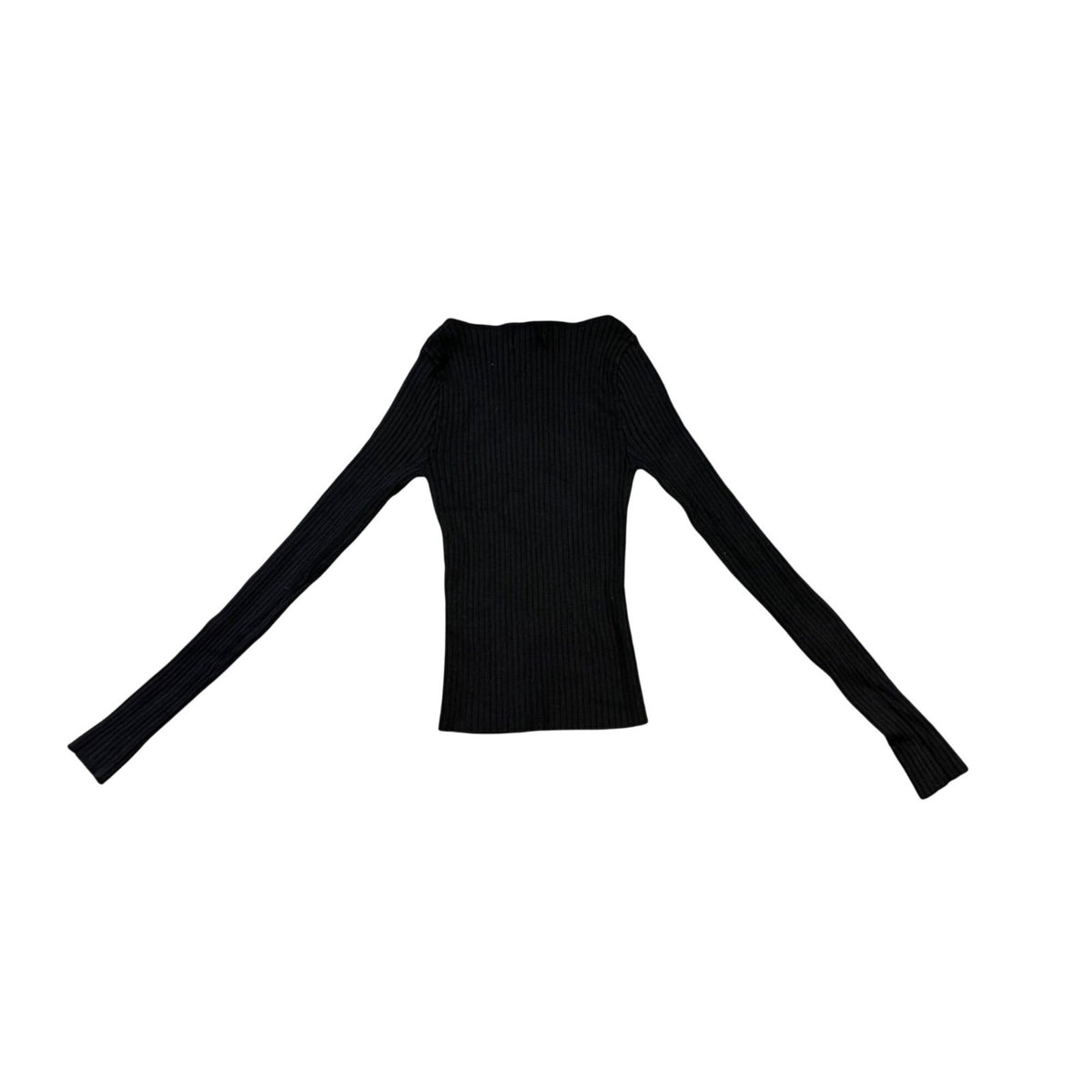 Abercrombie & Fitch Womens Black Ribbed Long Sleeve Top Fitted Stretch Sz XXS