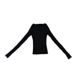 Abercrombie & Fitch Womens Black Ribbed Long Sleeve Top Fitted Stretch Sz XXS