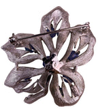 Coro Womens Silver Tone Large Flower Brooch Blue Aurora Borealis Rhinestones